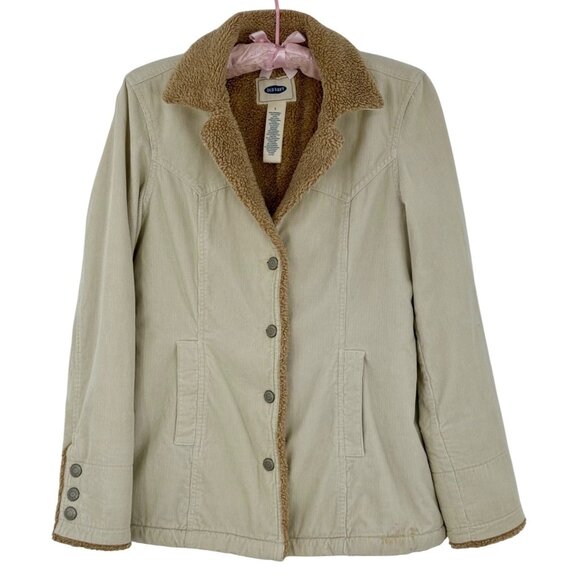 Y2K Old Navy Corduroy Sherpa Lined Jacket Coat Vintage Gorpcore Utility S - Picture 2 of 16